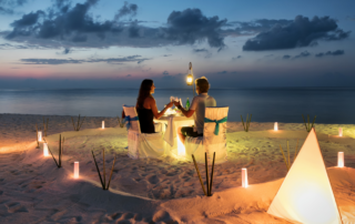 honeymoon dinner on the beach