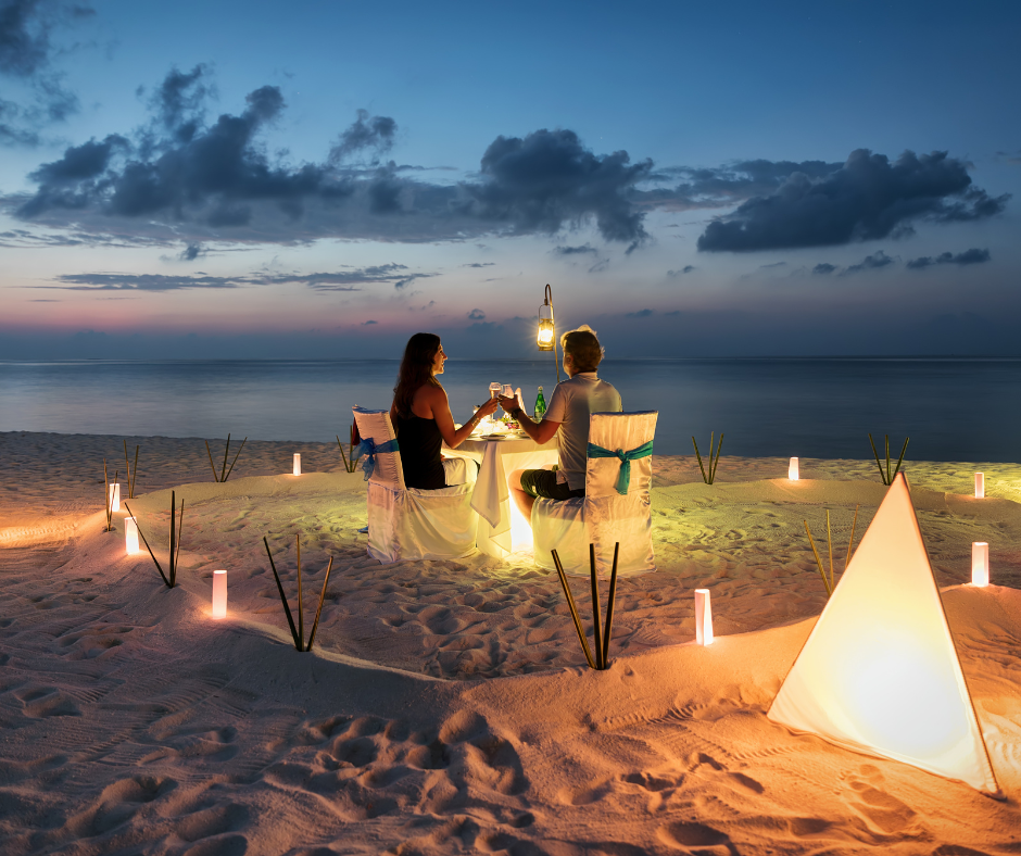 honeymoon dinner on the beach