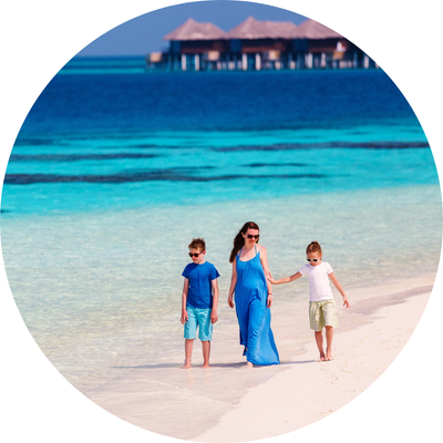 Family on Caribbean beach
